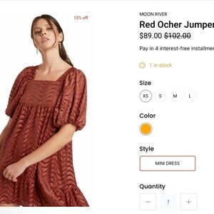 Moon River Wave Patterned Rust Dress